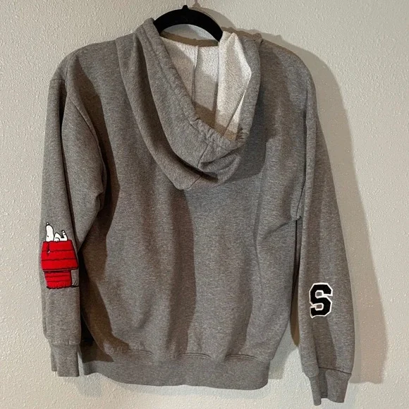 Peanuts Snoopy Woodstock Graphic Full Zip Hoodie Heather Charcoal XS - Picture 2 of 7